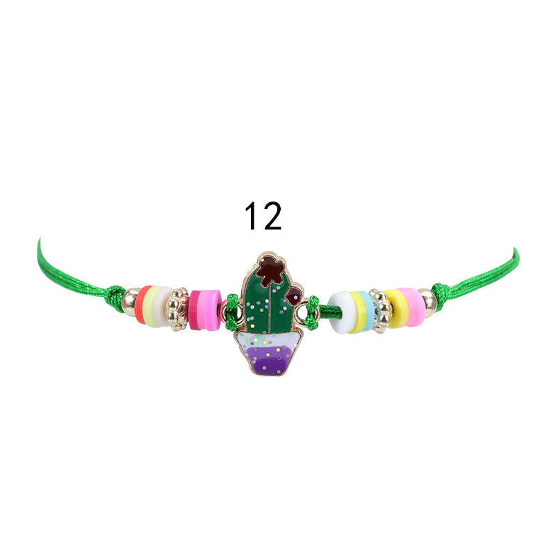 Wholesale Alloy Butterfly Rainbow Flower Shape Polymer Clay Children's Bracelet Necklace
